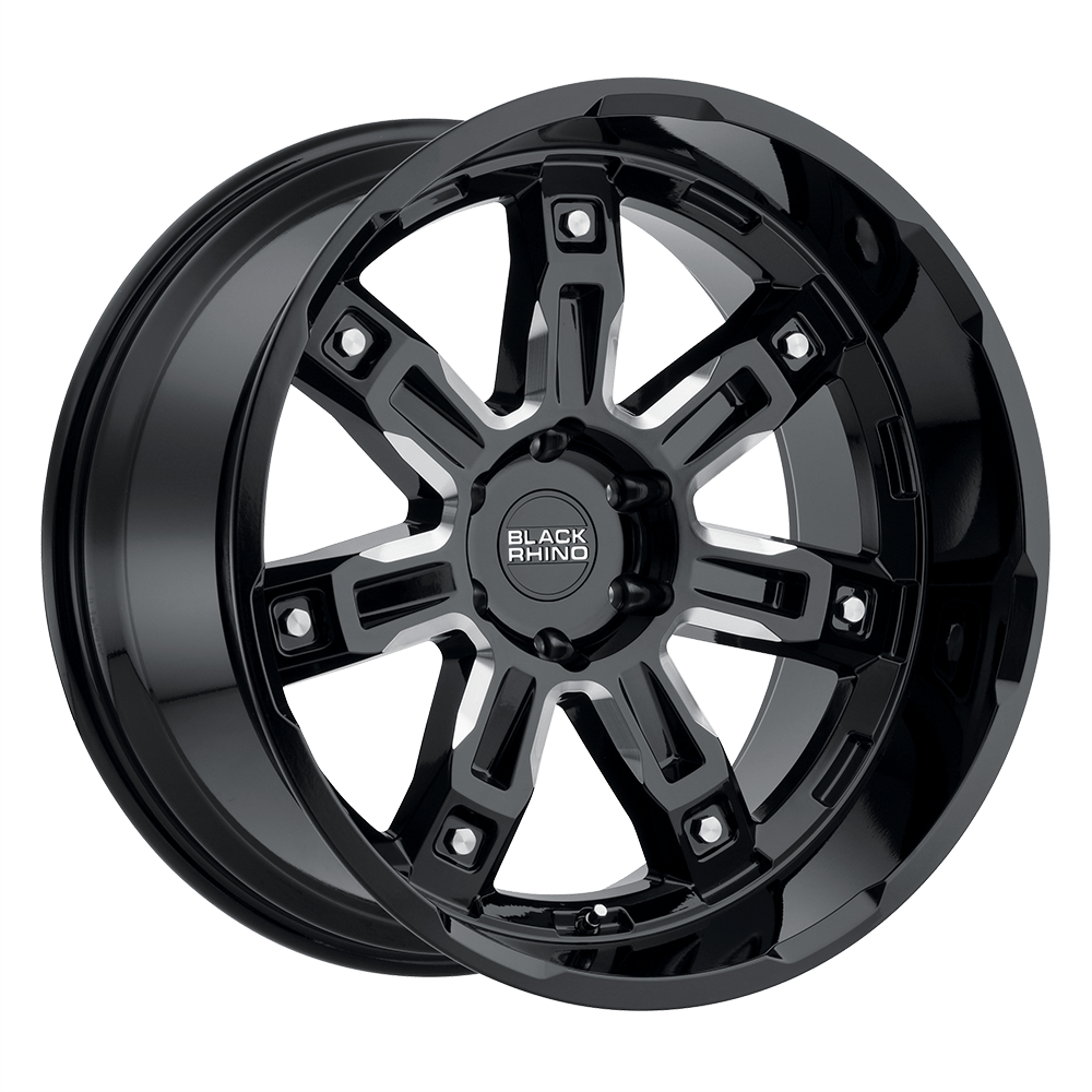 Black Rhino LOCKER Gloss Black W/ Milled Spokes 17x8 +30 5x127mm 71.5mm - WheelWiz