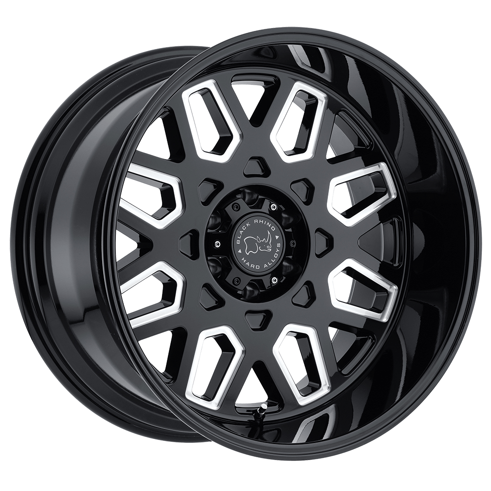 Black Rhino PREDATOR Gloss Black W/ Milled Windows 20x12 -44 8x170mm 125.1mm - WheelWiz