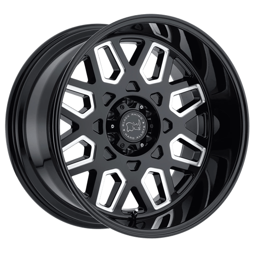 Black Rhino PREDATOR Gloss Black W/ Milled Windows 20x12 -44 5x150mm 110.1mm - WheelWiz