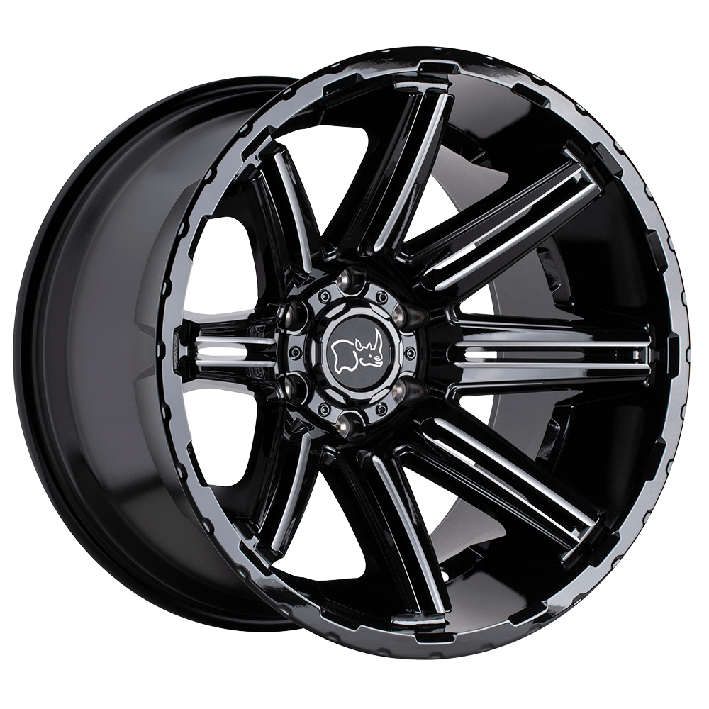 Black Rhino RAMPAGE Gloss Black 20x12 -44 5x127mm 71.5mm - WheelWiz
