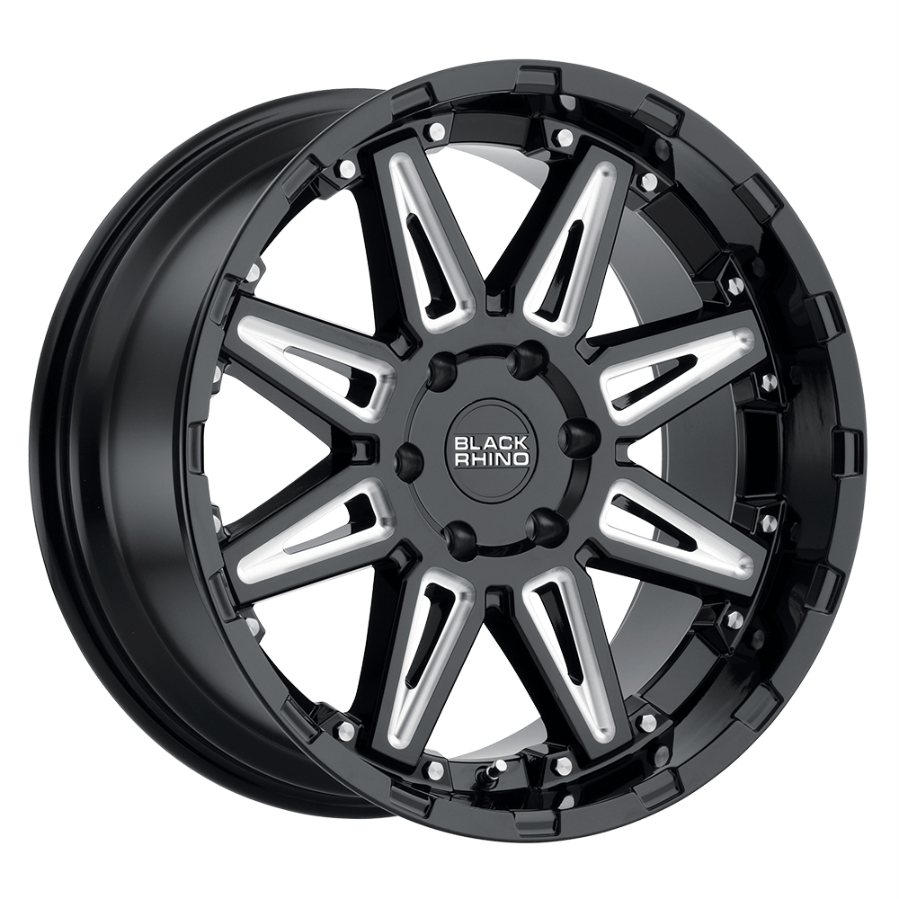 Black Rhino RUSH Gloss Black W/ Milled Spokes 17x9.5 +12 6x120mm 67.1mm - WheelWiz