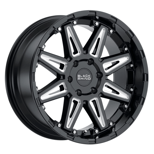 Black Rhino RUSH Gloss Black W/ Milled Spokes 18x9.5 +12 6x120mm 67.1mm - Wheelwiz