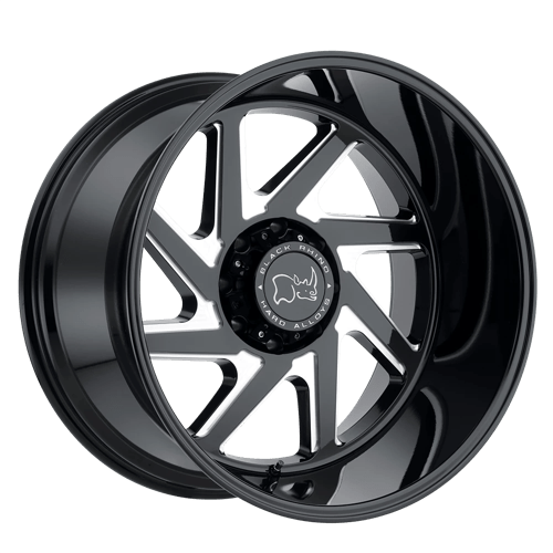 Black Rhino SWERVE Gloss Black W/ Double Milled Spokes 22x14 -76 5x127mm 71.5mm - WheelWiz