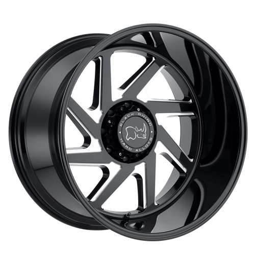 Black Rhino SWERVE Gloss Black W/ Milled Spokes 20x12 -44 5x127mm 71.5mm - Wheelwiz