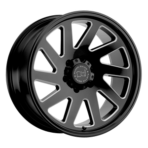 Black Rhino THRUST Gloss Black W/ Milled Spokes 20x12 -44 8x165.1mm 122.4mm - WheelWiz