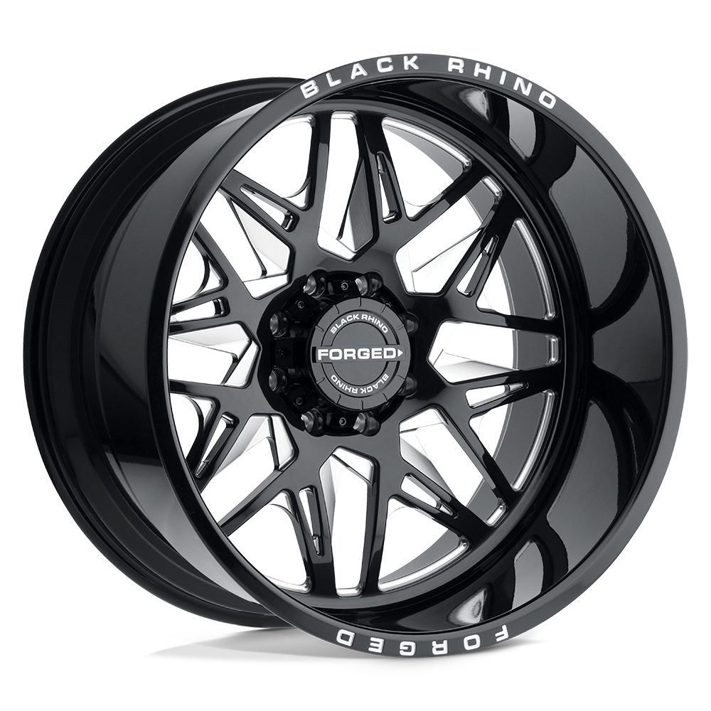 Black Rhino TWISTER Gloss Black W/ Milled Spokes Directional 24x14 -76 8x170mm 125.1mm - WheelWiz