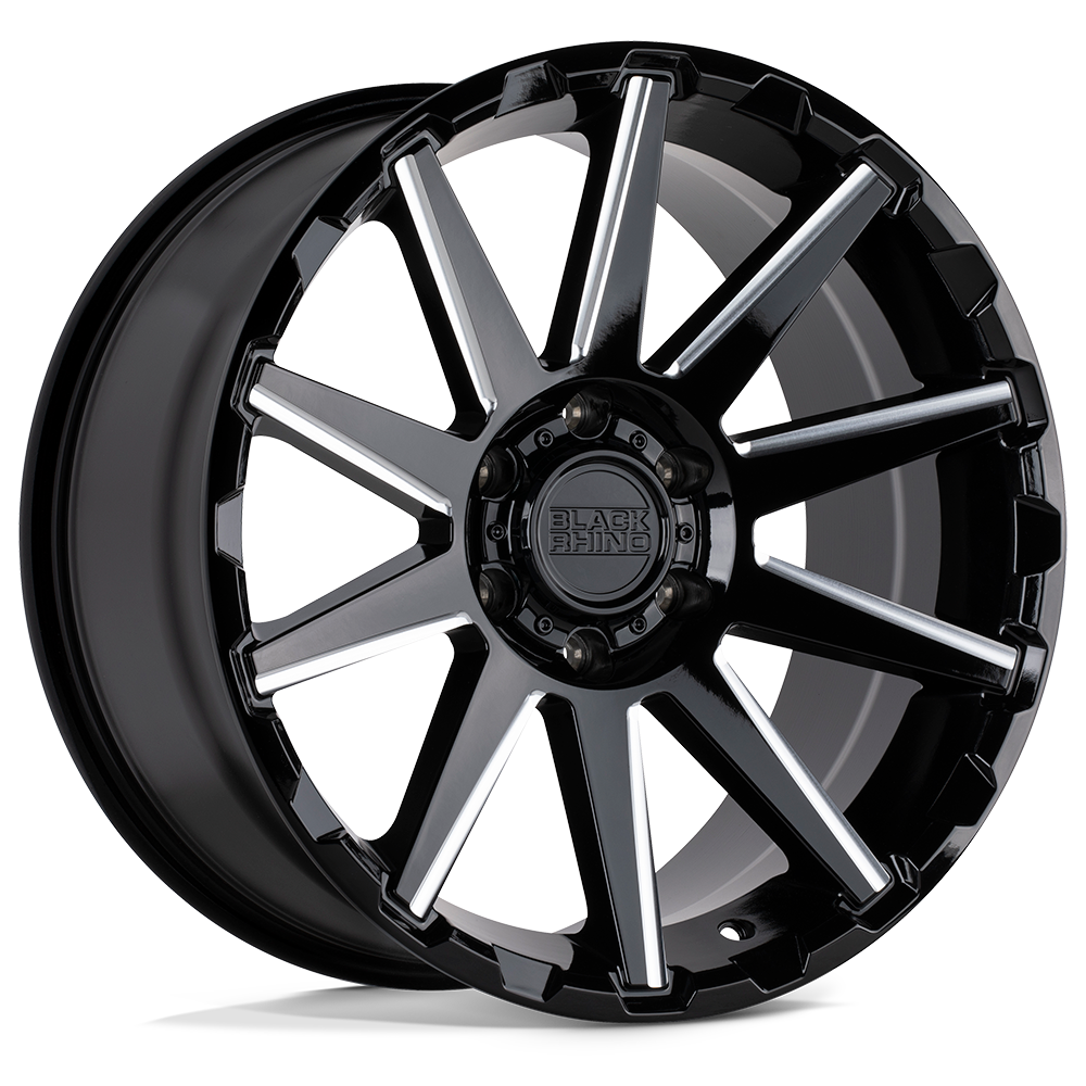 Black Rhino TYPHOON Gloss Black W/ Milled Spokes 18x9.5 +12 6x120mm 67.1mm - WheelWiz