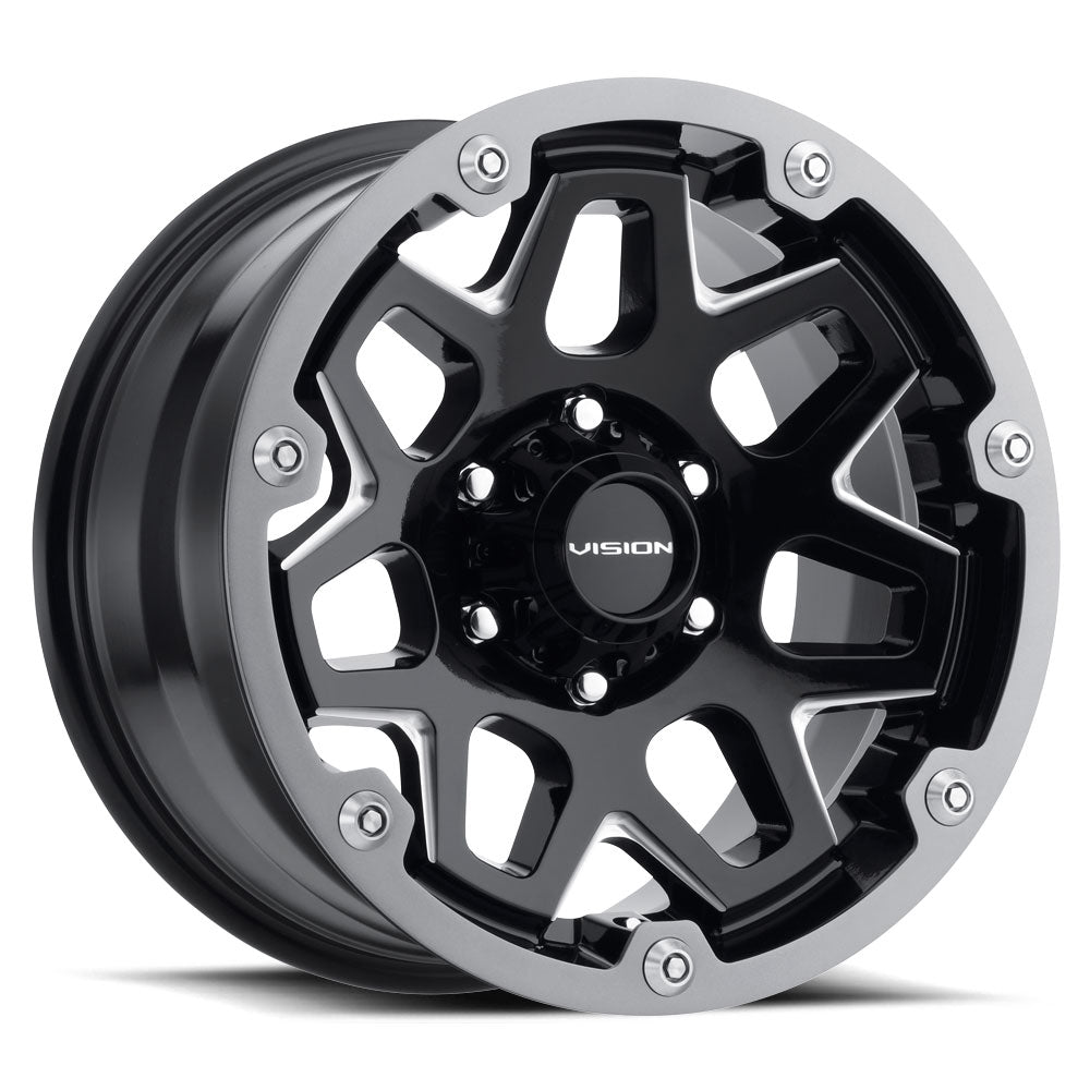 Vision Wheel 416 Gloss Black Milled Spoke 18x9 +12 5x114.3mm 83mm - Wheelwiz