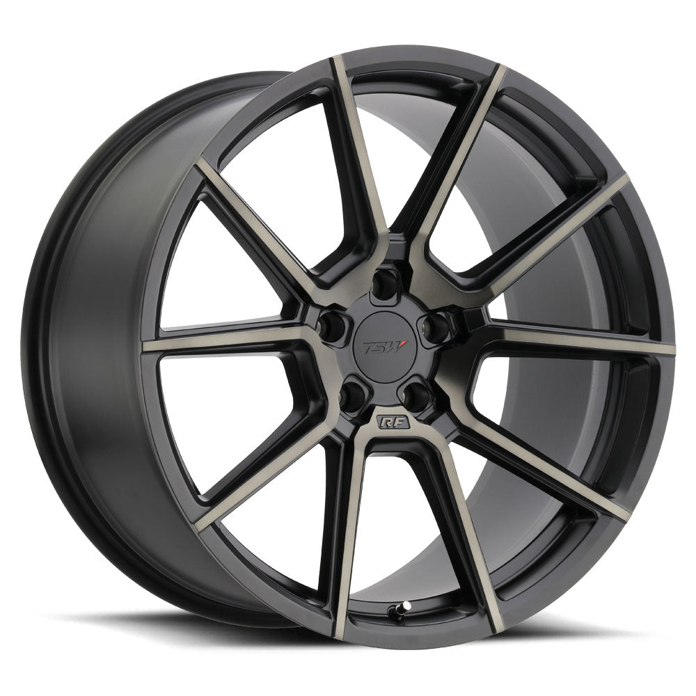 TSW CHRONO MATTE BLACK W/ MACHINE FACE & DARK TINT 18x8.5 +32 5x112mm 66.6mm - WheelWiz