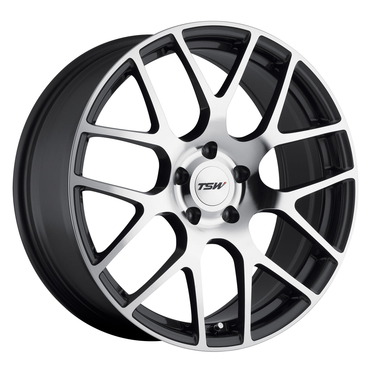 TSW NURBURGRING GUNMETAL W/ MIRROR CUT FACE 19x8.5 +32 5x112mm 72.1mm - WheelWiz