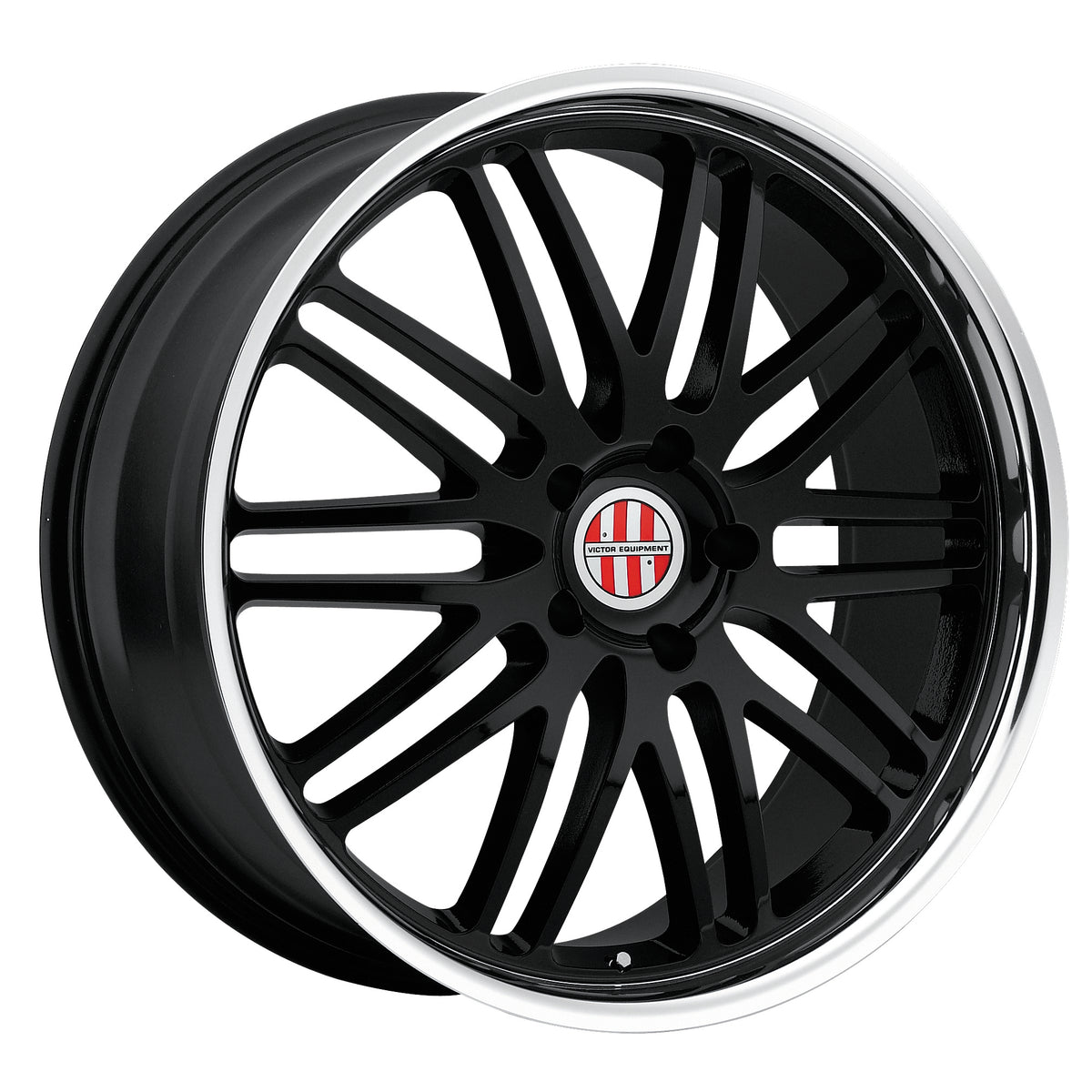 Victor Equipment LEMANS GLOSS BLACK W/ MIRROR CUT LIP 19x9.5 +49 5x130mm 71.5mm - WheelWiz
