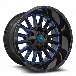 American Off-Road A105 Black Milled Spoke Blue Tint 20x12 -44 6x120mm 78.1mm - WheelWiz