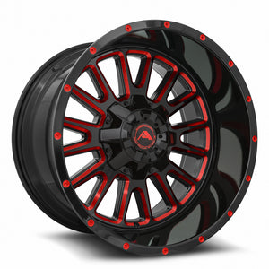 American Off-Road A105 Black Milled Spoke Red Tint 20x12 -44 6x135mm 87.1mm - WheelWiz