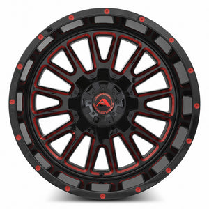 American Off-Road A105 Black Milled Spoke Red Tint 20x12 -44 6x135mm 87.1mm - WheelWiz