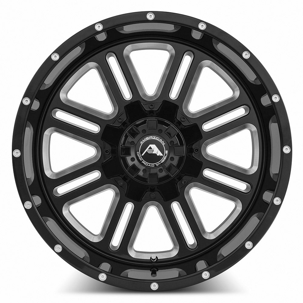 American Off-Road A106 Black Milled Spoke 20x10 -24 8x165.1mm 125.2mm - WheelWiz