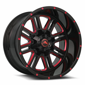 American Off-Road A106 Black Milled Spoke Red Tint 20x12 -44 6x135|6x139.7mm 106.1mm - WheelWiz