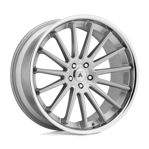 Asanti Black ABL-24 BETA Brushed Silver Chrome Lip 24x9 +32 Custom 72.6mm - WheelWiz