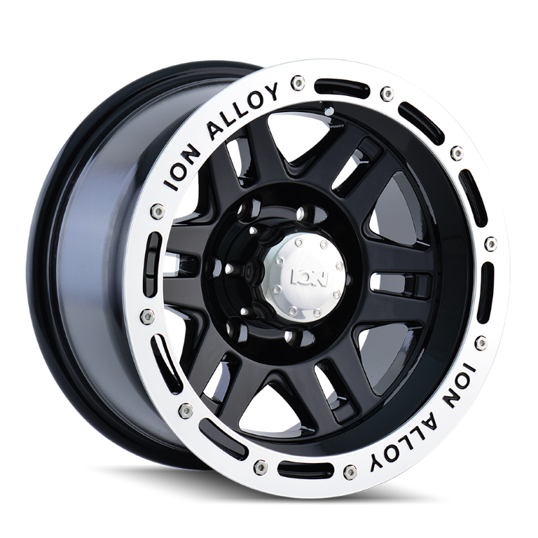 ION 133 Black/machined lip 16x10 -38 5x139.7mm 108mm - WheelWiz