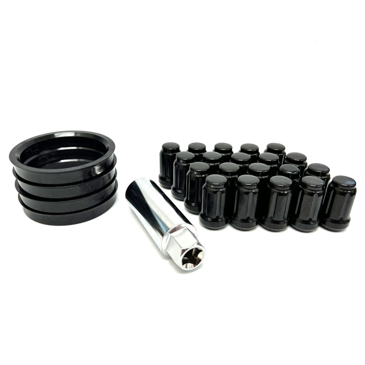 Installation Kit: Black (Lug nuts/bolts, key &amp; centering rings) - WheelWiz