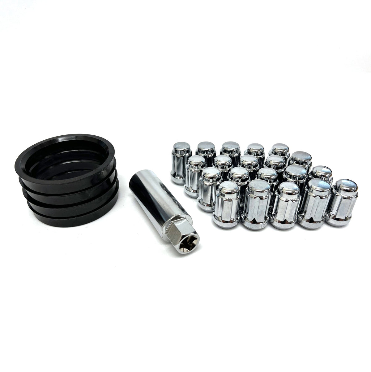 Installation Kit: Chrome (Lug nuts/bolts, key &amp; centering rings) - WheelWiz