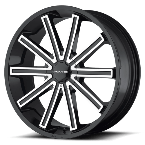KMC KM681 NERVE Gloss Black Machined 24x9 +15 Custom 72.6mm - WheelWiz