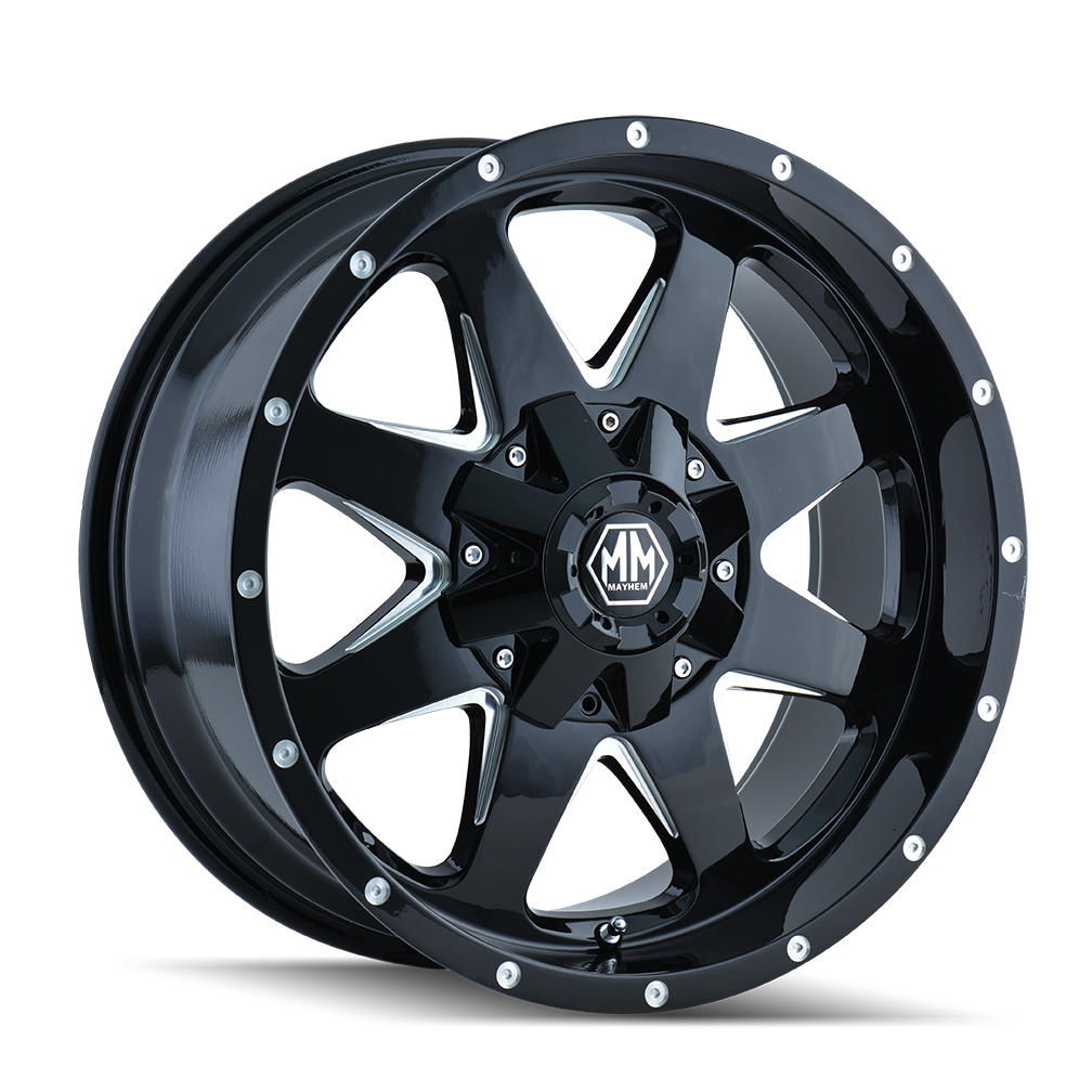 Mayhem TANK Black/milled spokes 17x9 +18 5x139.7|6x139.7mm 108mm - WheelWiz