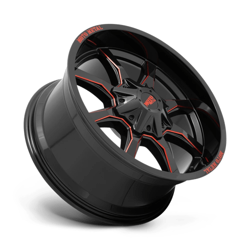 Moto Metal MO970 Gloss Black Milled With Red Tint & Moto Metal On Lip 20x9 00 Custom 72.6mm - WheelWiz