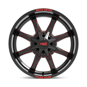 Moto Metal MO970 Gloss Black Milled With Red Tint & Moto Metal On Lip 20x10 -18 Custom 72.6mm - WheelWiz