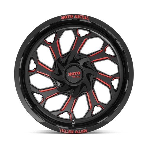Moto Metal MO999 Gloss Black Milled With Red Tint 20x10 -18 Custom 78.1mm - WheelWiz