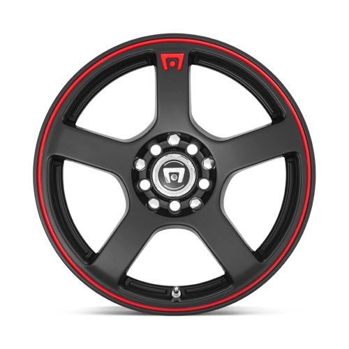 Motegi MR116 FS5 Matte Black Red Racing Stripe 18x8 +35 5x100|5x114.3mm 72.6mm - WheelWiz