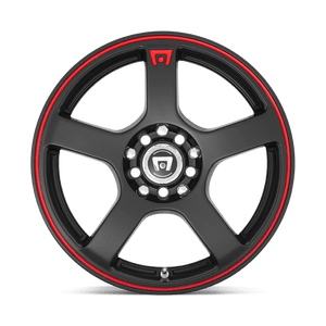 Motegi MR116 FS5 Matte Black Red Racing Stripe 18x8 +35 5x100|5x114.3mm 72.6mm - WheelWiz