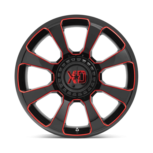 XD Series XD854 REACTOR Gloss Black Milled With Red Tint 20x9 +18 Custom 78.1mm - WheelWiz