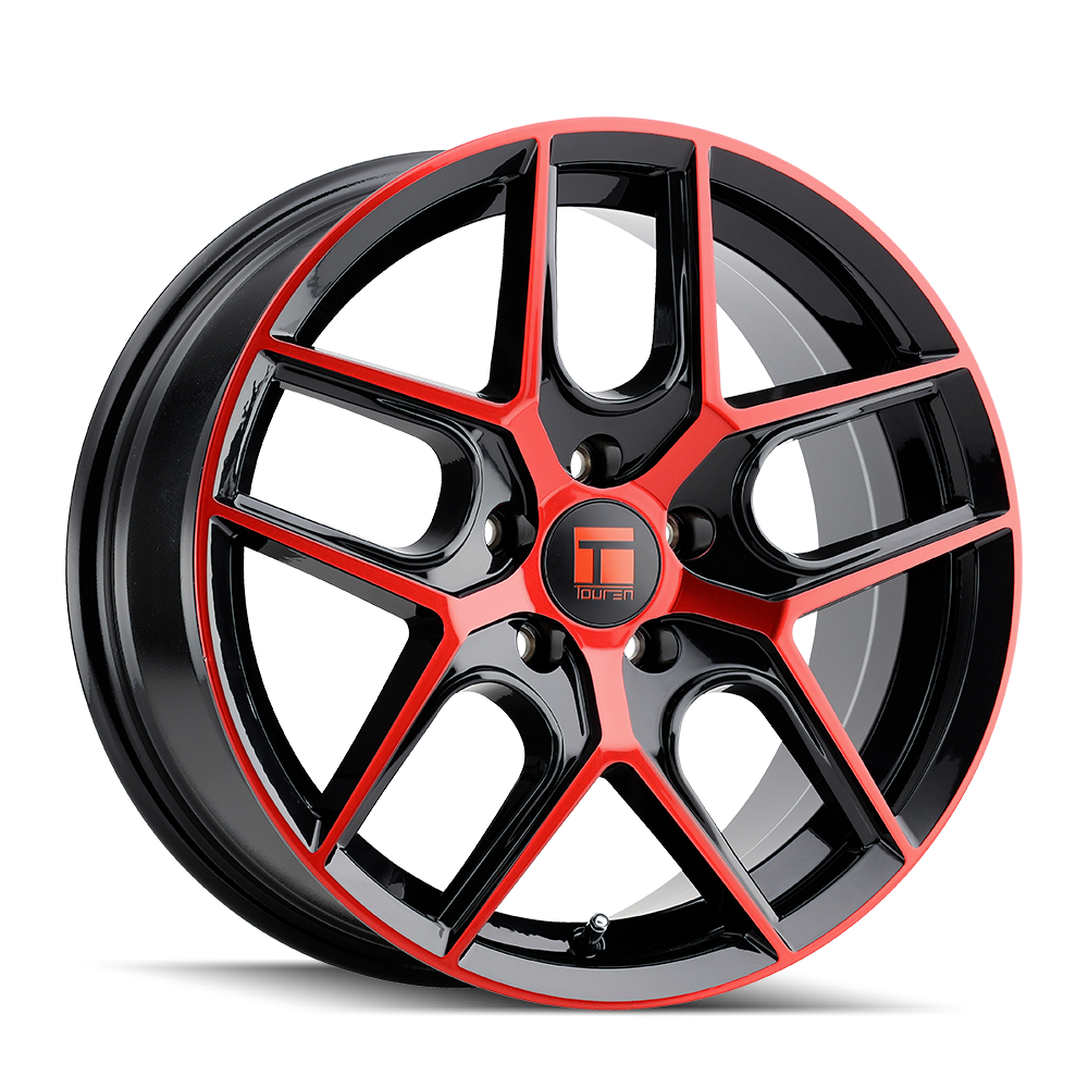 Touren TR79 Gloss black/red face 18x8 +35 5x108mm 63.5mm - WheelWiz
