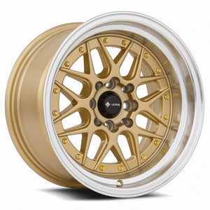 Vors VR7 Gold Machine Lip Gold Rivet 15x8 0 4x100|4x114.3mm 73.1mm - WheelWiz