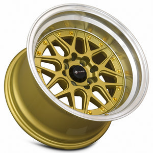 Vors VR7 Gold Machine Lip Gold Rivet 15x9 0 4x100|4x114.3mm 73.1mm - WheelWiz