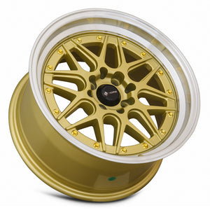 Vors VR7 Gold Machine Lip Gold Rivet 16x8 +20 4x98mm 73.1mm - WheelWiz