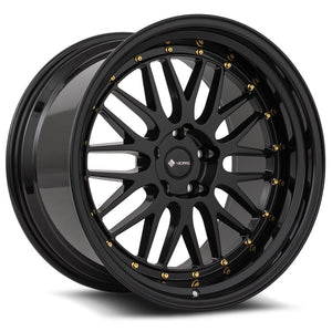 Vors VR8 All Black Gold Rivet 19x11 +22 5x114.3mm 73.1mm - WheelWiz