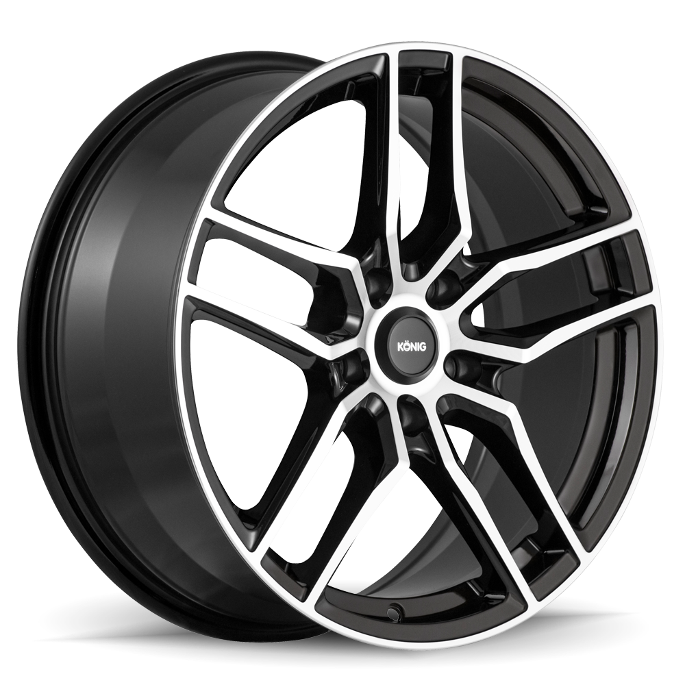 Konig Intention Gloss Black/Machine Face 20x8.5 +40 5x112mm 66.6mm - WheelWiz